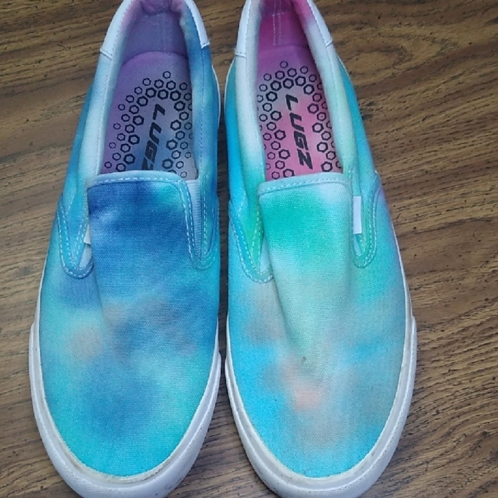 Lugz Kids Slip-On Shoes - Blue and Green Tie Dye Men Size 9